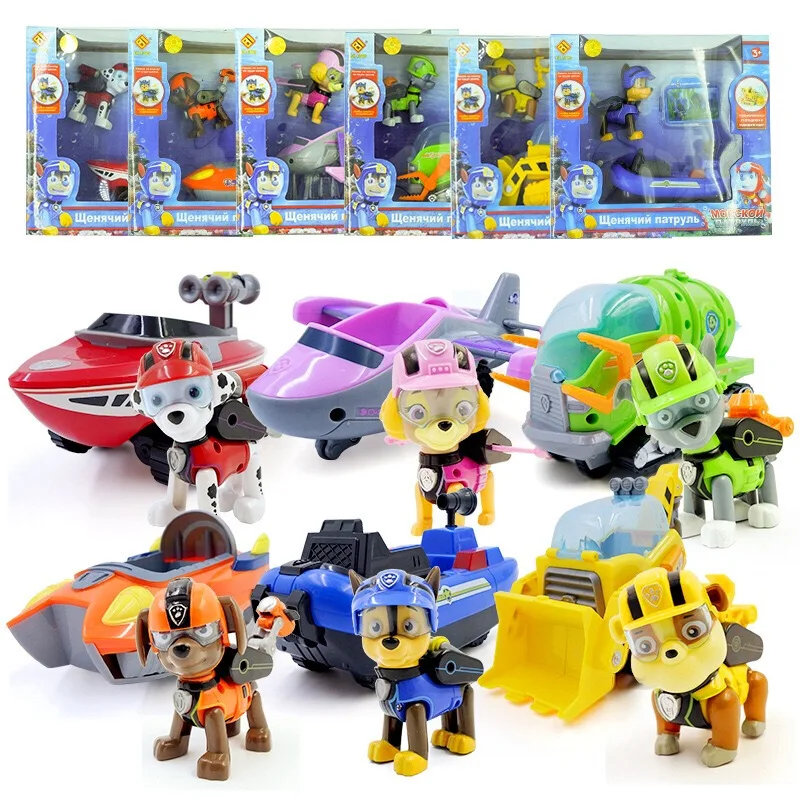 Paw Patrol Dog Sea Car recue Puppy Music Set Toy Patrulla Canina Action Charge Marshall Ryder Model детский подарок|Игровые