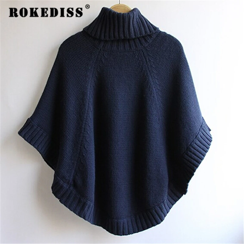 2017 Winter Women Turtleneck Pullover Korean Fashion Plus Size Loose Batwing Sweater Ladies Knitted Ponchos and Capes Coat TG331 | Женская