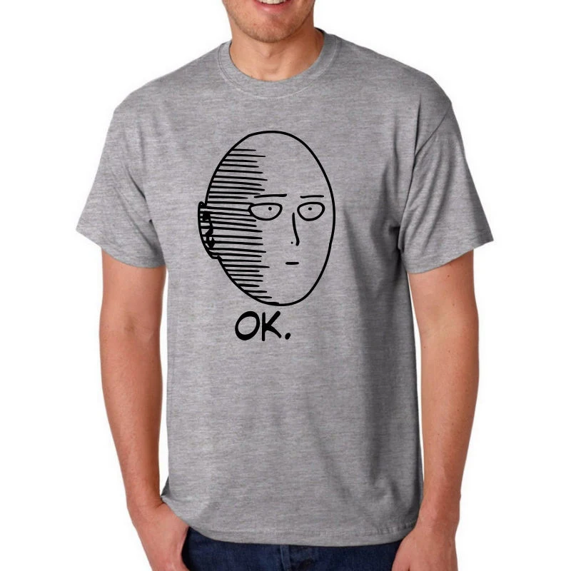 100% хлопок Аниме One Punch Man с принтом Мужская футболка модные удобные мужские