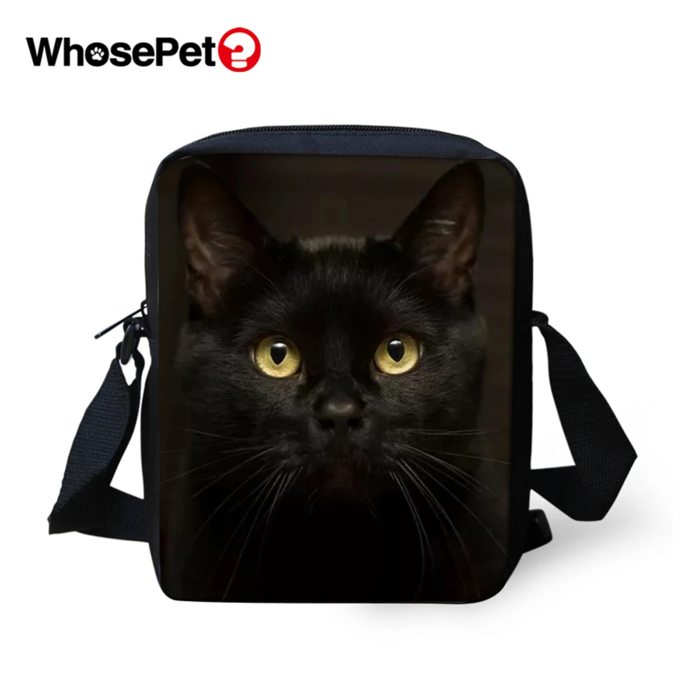 WHOSEPET Kawaii черные кошки женские сумки мессенджеры животные кросс боди через плечо