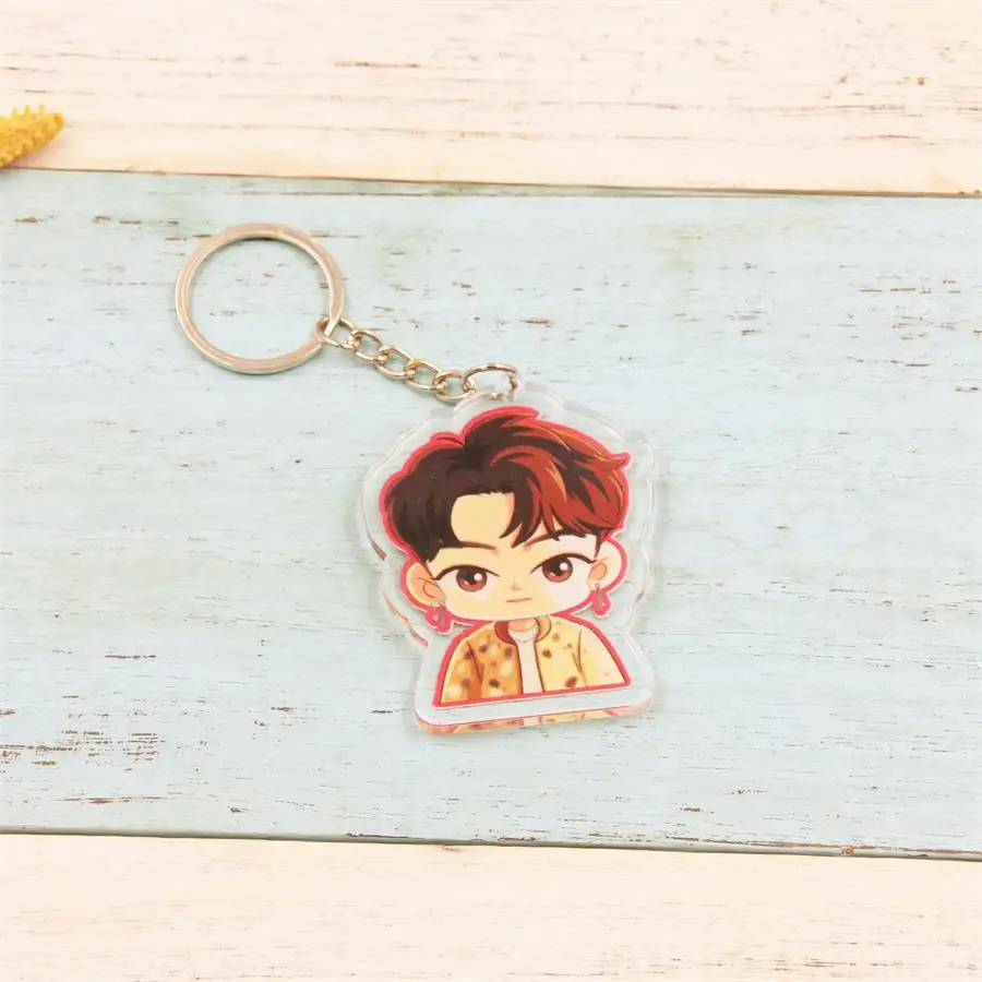 JB Kpop GOT7 сделать мультфильм двухсторонний фото брелок Yugyeom JB Mark милый брелок для ключей держатель сумка кулон - Цвет: JB