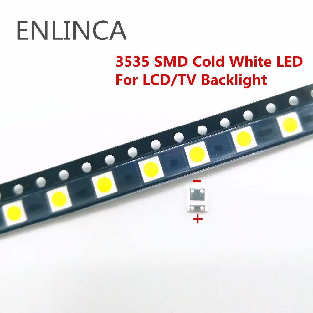 200-500 шт./лот для Сеул 3535 6V 2W SMD холодный белый Светодиодный высокое Мощность для ЖК-дисплей ТВ Подсветка
