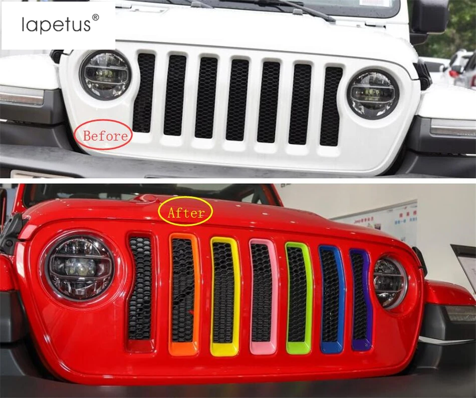 Lapetus аксессуары для Jeep Wrangler JL 2018 2020 сетчатые передние вставки радиаторной решетки