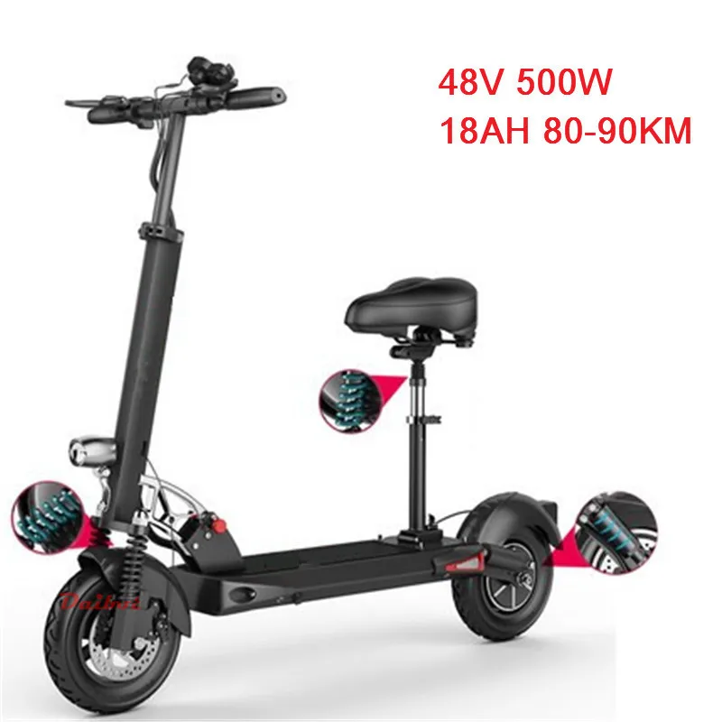 Daibot электрический скутер 500W один диск с анти-кражи Системы 48V электрический скейтборд электрический скутер, способный преодолевать Броды для взрослых - Цвет: Black 48V 500W 18AH