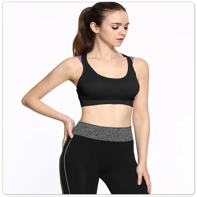100pcs/Cross Strap Back Women Sports Bra,Professional Quick Dry Padded Shockproof Gym Fitness Running Sport Brassiere Tops