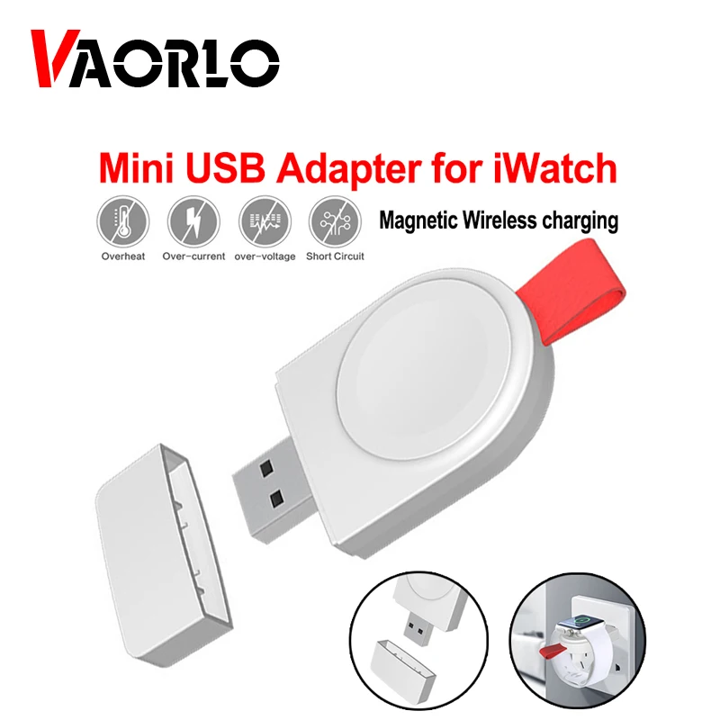 VAORLO магнитное Беспроводное зарядное устройство для I Watch 4 3 2 1 USB мини-адаптер Apple