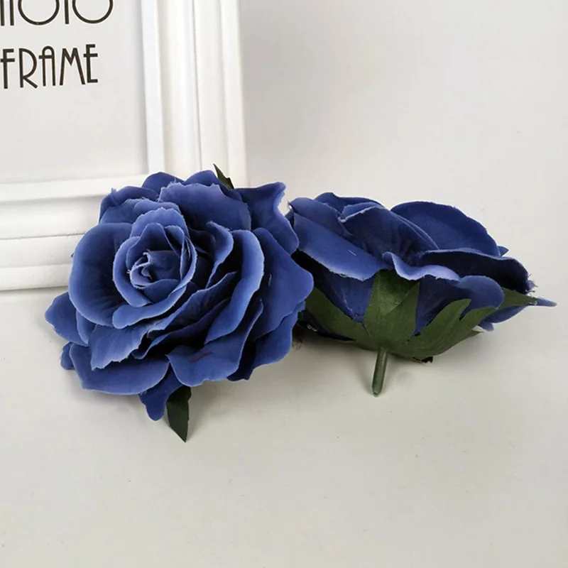 

2pcs Artificial flower 10cm Silk Big rose Flower head Wedding home decoration DIY wreath scrapbook craft fake flowers