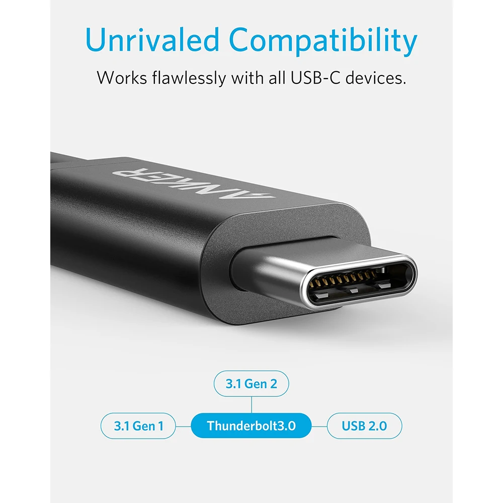 Кабель Anker Thunderbolt 3 0 с USB-C на C 1 6 футов 40 Гбит/с совместим USB Gen 1/2 идеально подходит