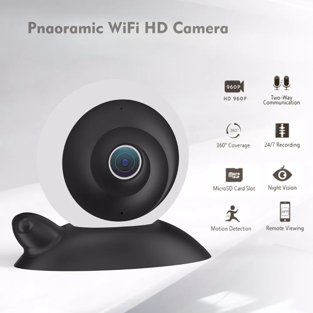 360 умный панорамный WI-FI HD IP Камера с улиткой перспективы 2 Way аудио домофон с изображения в реальном времени видео наблюдения с помощью бесплатного приложения