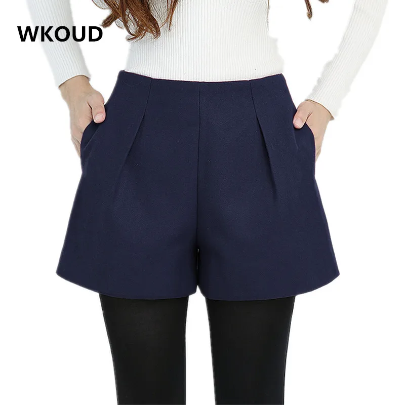 Шорты WKOUD DK6034 женские большого размера шерстяные|woolen shorts|short pantswomen plus shorts |