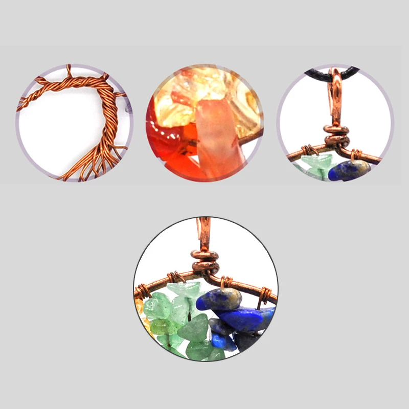 Натуральный камень Древо жизни ожерелье ручной работы из меди с украшением в