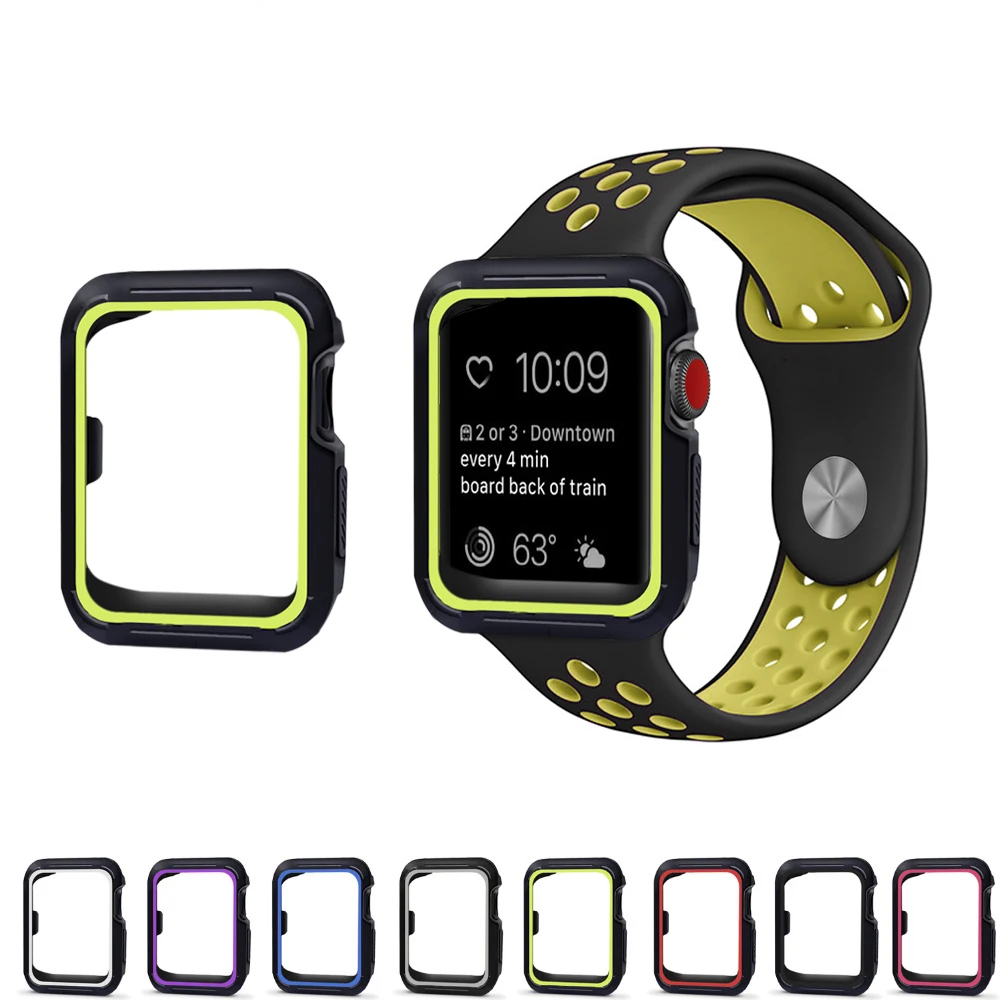 BUMVOR спортивный силиконовый чехол Микки ремешок для Apple watch 40/38 мм защитный iWatch shell