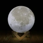 Перезаряжаемая лампа в виде Луны с 3D рисунком, ночсветильник для спальни и книжного шкафа с сенсорным переключателем, Декор для дома, креативный подарок, 2 цвета