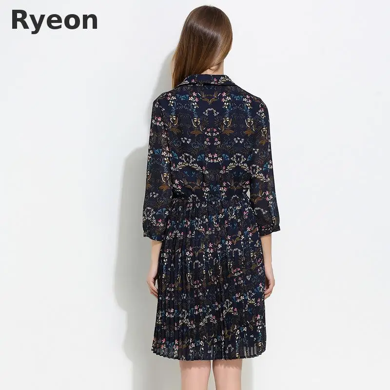 Ryeon Xl Для 5xl Богемной Печати Dress Большой Размер Цветочные Printing Three Четверти До