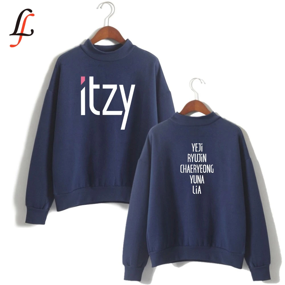 Itzy с буквенным принтом harajuku водолазки Толстовки Kpop Женская одежда оверсайз