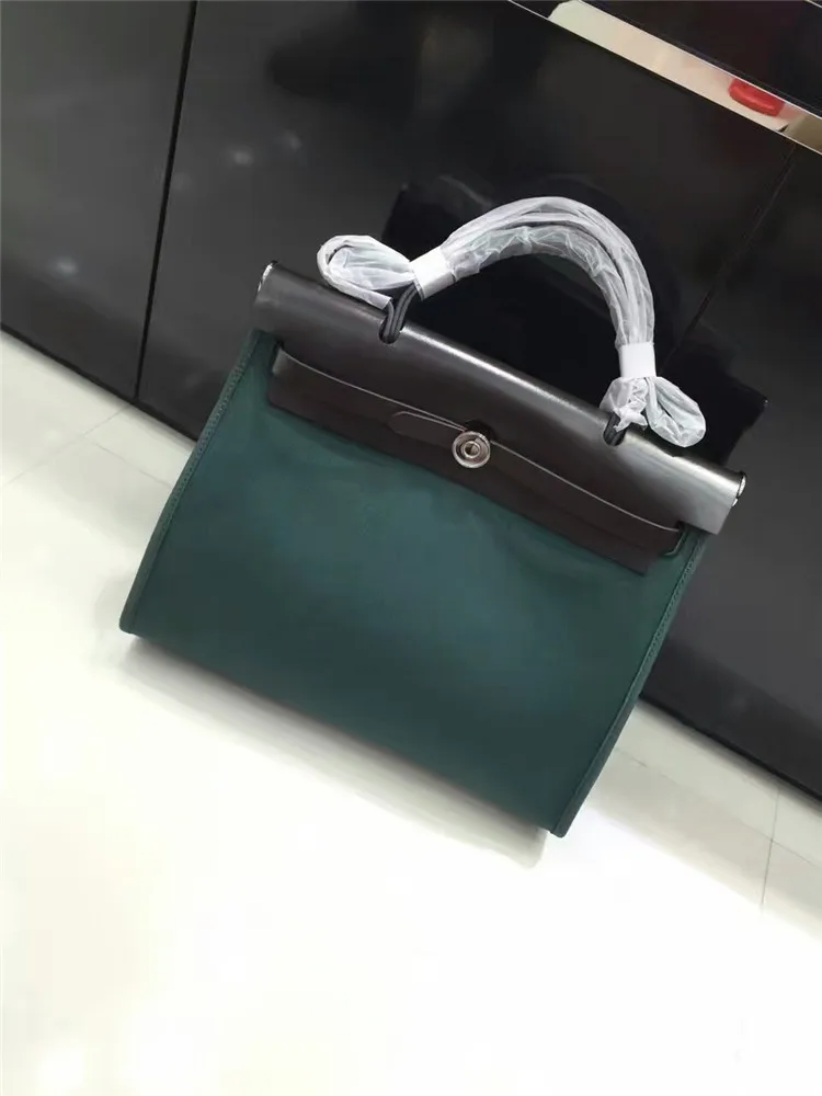 blackish green Роскошные сумки, женские сумки, дизайнерские холщовые с кожаным, модные, на одно плечо, нанизанная посылка, Большая вместительная сумка - Цвет: blackish green