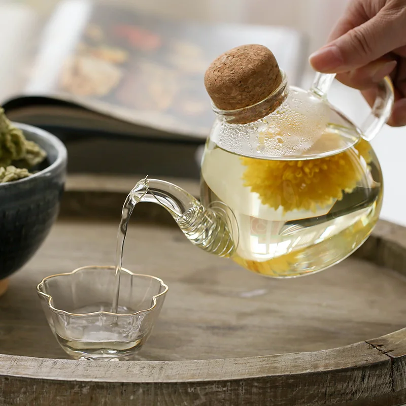

500ml Heat Resistant Glass Flower Tea Pot Kung Fu Tea Set Puer Teapots Lemon Fruit Juice Coffee Milk Water Kettle Home Drinkware