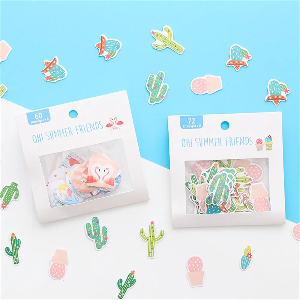2 упаковки милые кактус наклейки с Фламинго Kawaii Канцтовары DIY Скрапбукинг дневник