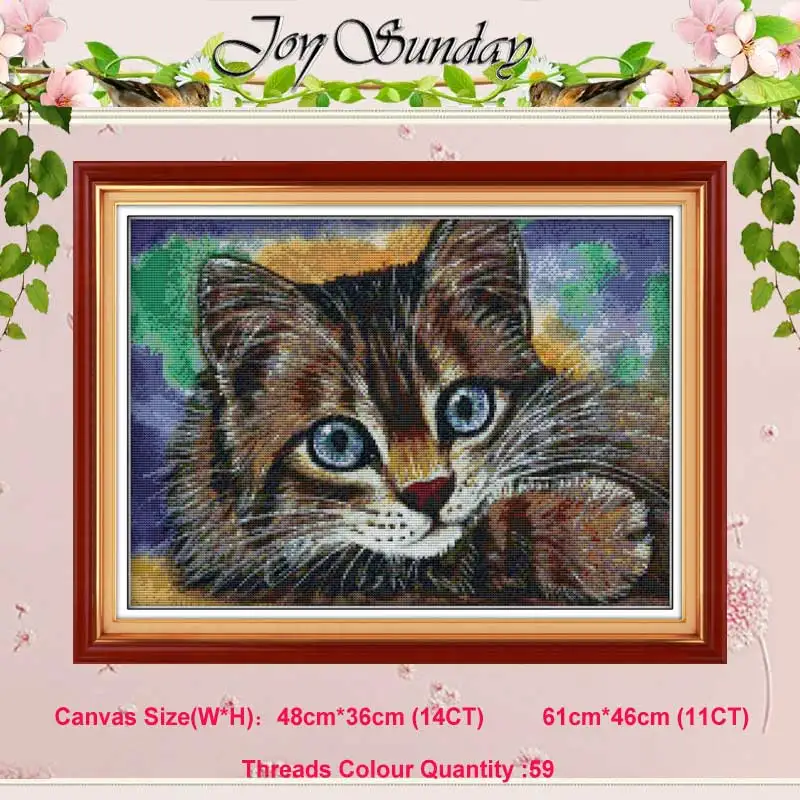 Cat Милый толстый ленивый кот птицы Счетный 11CT 14CT животные Набор для вышивки крестиком сделай сам DMC Набор для вышивки крестом вышивка рукоделие домашний декор - Цвет: Cat