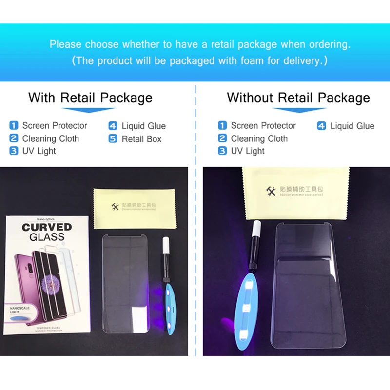 S10 Plus защита для УФ-экрана жидкое изогнутое закаленное стекло Samsung Galaxy S8 S9 Note 8 9 S10e