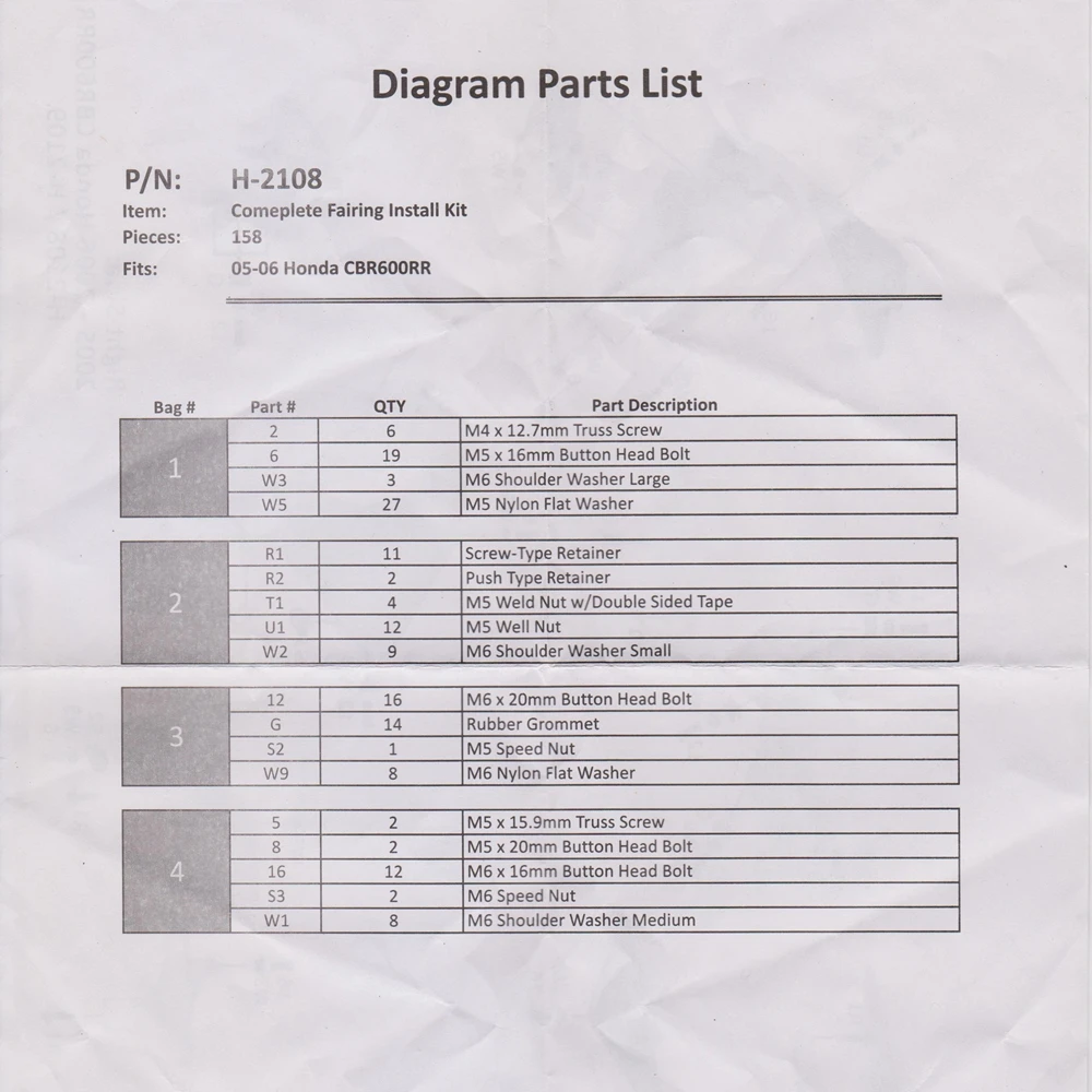 Motorcycle Stainless Steel Fairing Bolt Screw Nuts Fastener Washers Kit for Honda CBR600RR 2005-2006 | Автомобили и мотоциклы