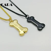 2019 new arrival plated stainless steel dog bone charm pendant necklace pet animal bone necklace jewelry for women men cara0304
