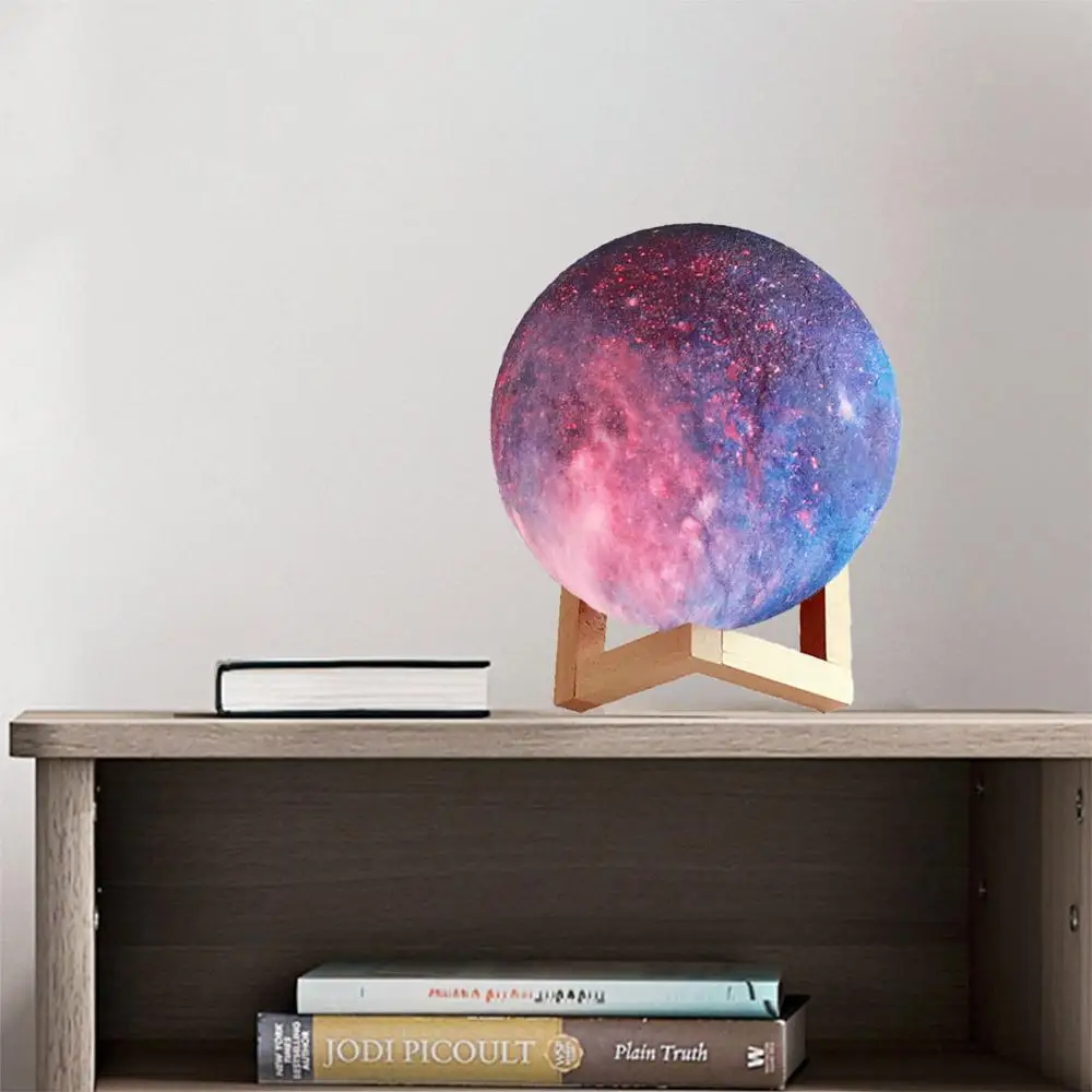 Updated 3D Print Galaxy Moon Lamp Remote Colorful Change Touch Led Night Light Home Decor Creative Gift Usb Dropshipping | Лампы и