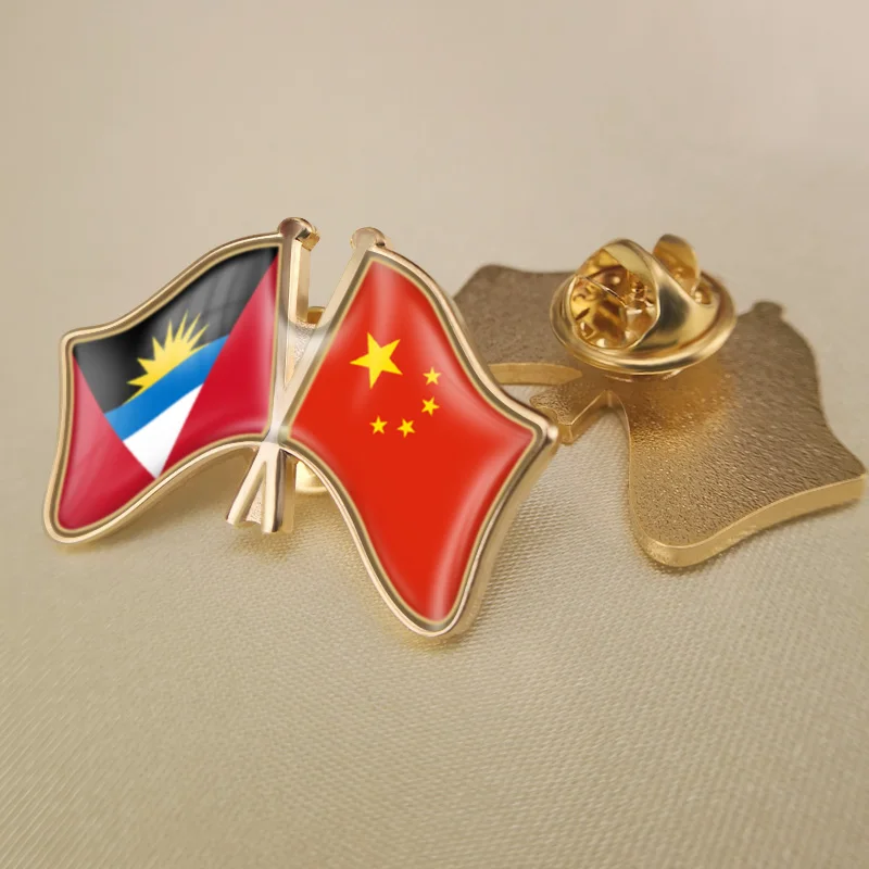 

Antigua and Barbuda and China Crossed Double Friendship Flags Lapel Pins