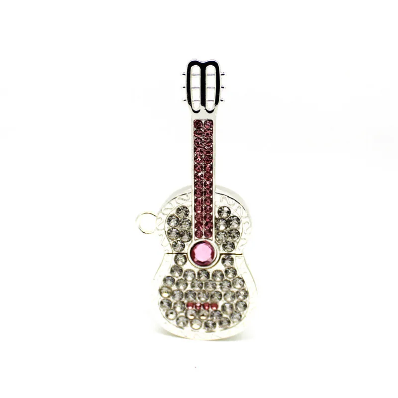 Silver pink Модный металлический, Кристальный, 4 ГБ USB флеш-накопитель 8 ГБ 16 ГБ флеш-накопитель 32 ГБ флеш-накопитель 64 Гб U диск золото/серебро бриллиант гитара карта памяти - Цвет: Silver pink