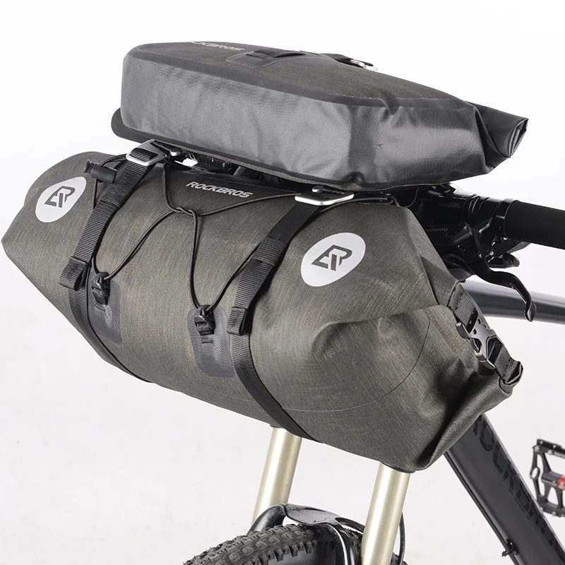 20 L two bag ROCKBROS, водонепроницаемые велосипедные сумки, велосипедный руль, передняя рама, 2 в 1, сумка, набор, большая емкость, сумка, Pannier, Аксессуары для велосипеда - Цвет: 20 L two bag