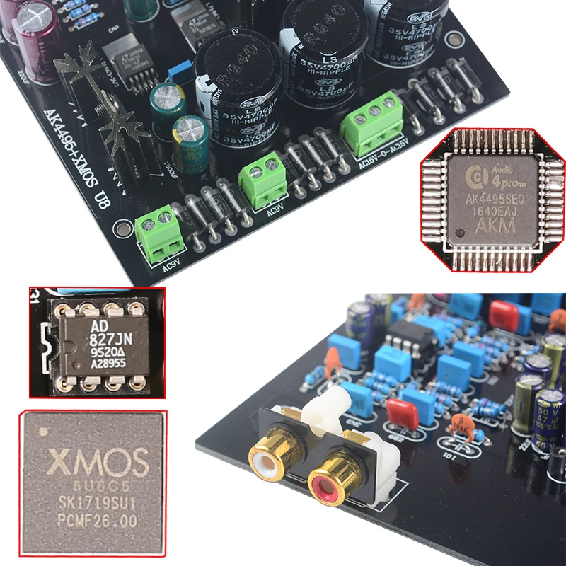 K. GUSS Собранный XMOS U8 + AK4495SEQ AD827 LT1963 USB DAC декодер плата Поддержка 32 бит 768K LT1963-3.3 аудио