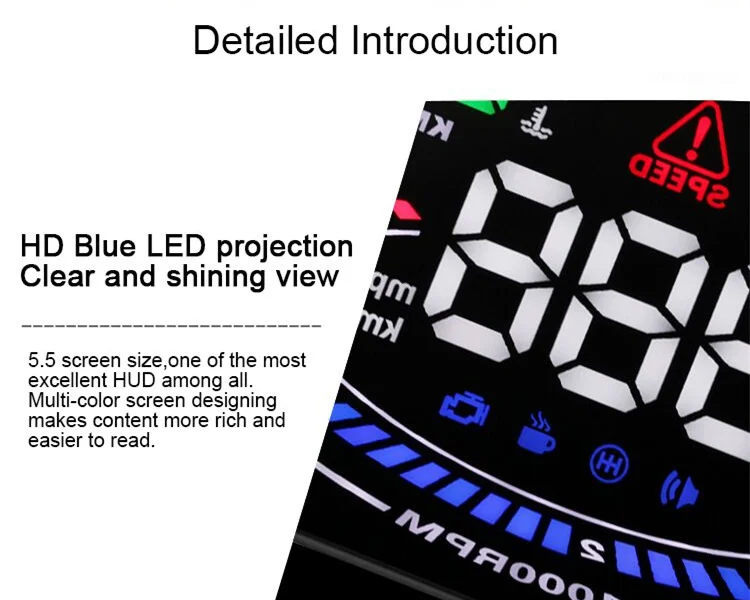 GEYIREN hud Дисплей автомобиля E300 3S-R8 HUD OBD II EUOBD сигнализация напряжения температура воды Спидометр лобовое стекло Автомобильная электроника