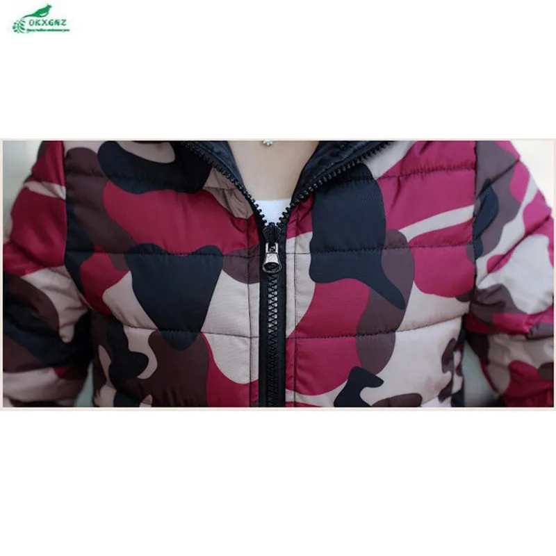 Новое зимнее камуфляжное хлопковое пальто с перьями женская короткая верхняя