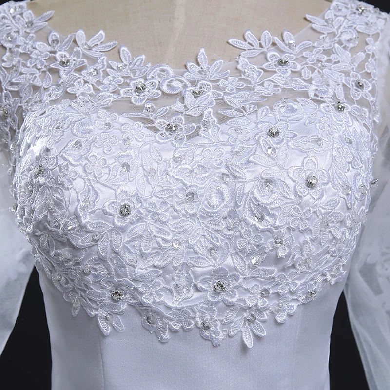Fansmile/Новое поступление года; Robe De Mariage; кружевное бальное платье принцессы с рукавами; свадебное платье на заказ; Vestido De Noiva FSM-583F