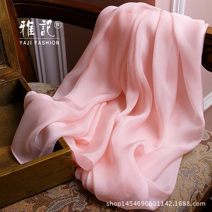 Женский однотонный шарф из натурального шелка сезон лето осень зима 2017 200 х65