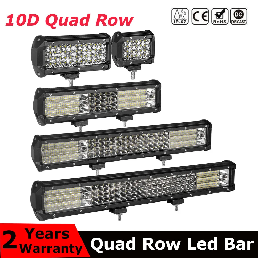 Светодиодный светильник Quad Row 4 / 7 12 20/22/28/36 дюймов для внедорожников лодок