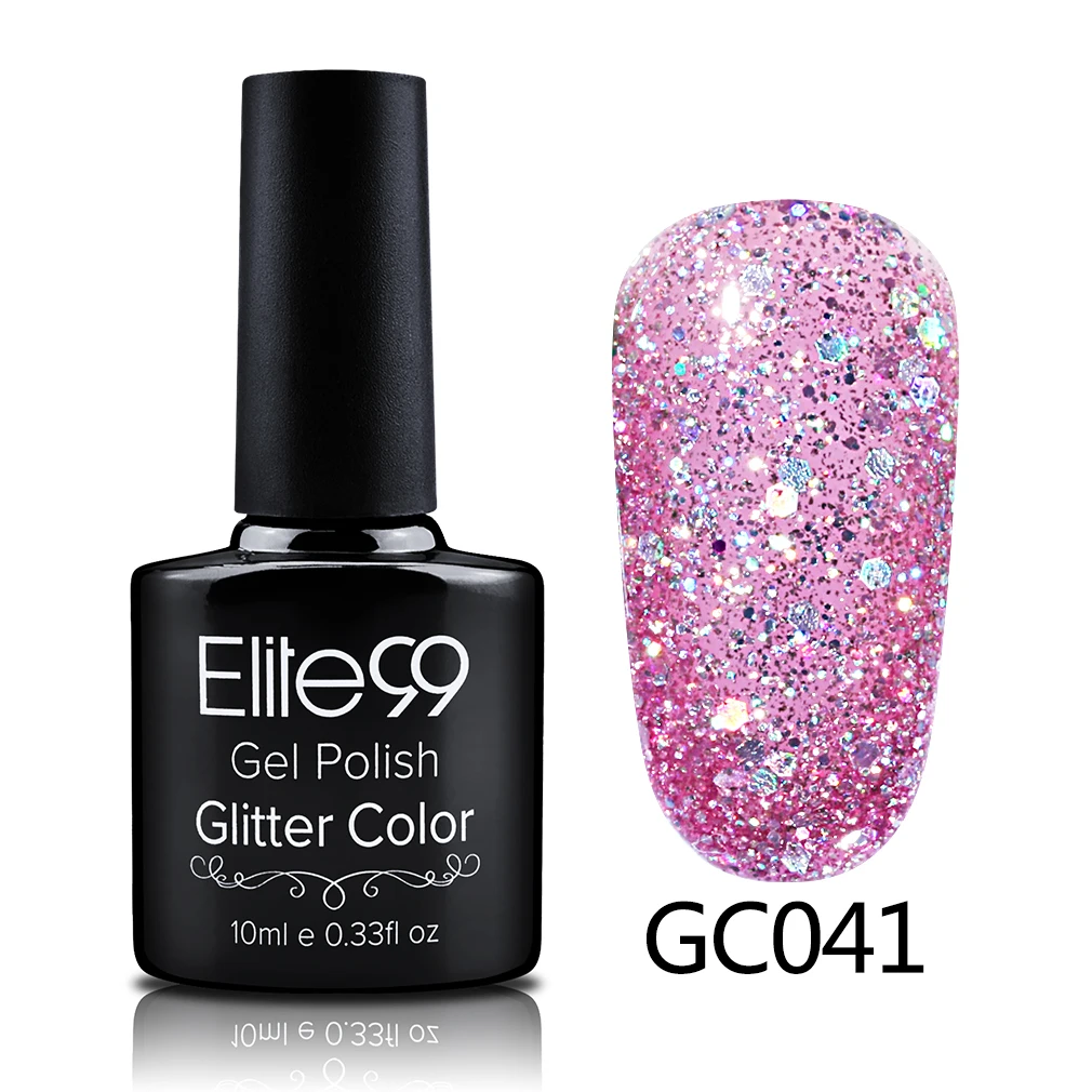 Elite99 10 мл Soak Off блёстки Блеск УФ гель лак Diamond для ногтей гель для ногтей с блестками красота направление Atr