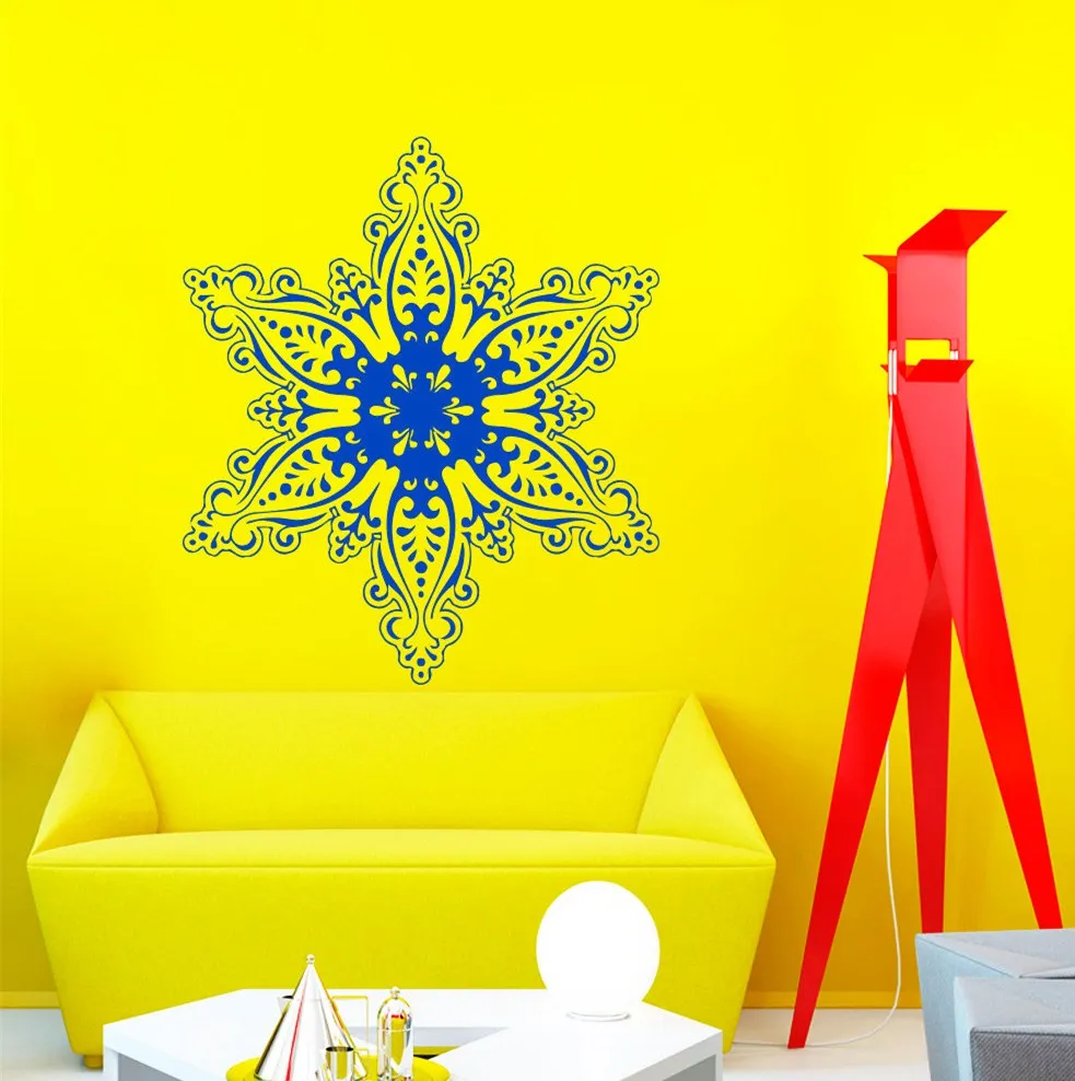 Новинка огромная настенная наклейка со снежинками и этническим рисунком