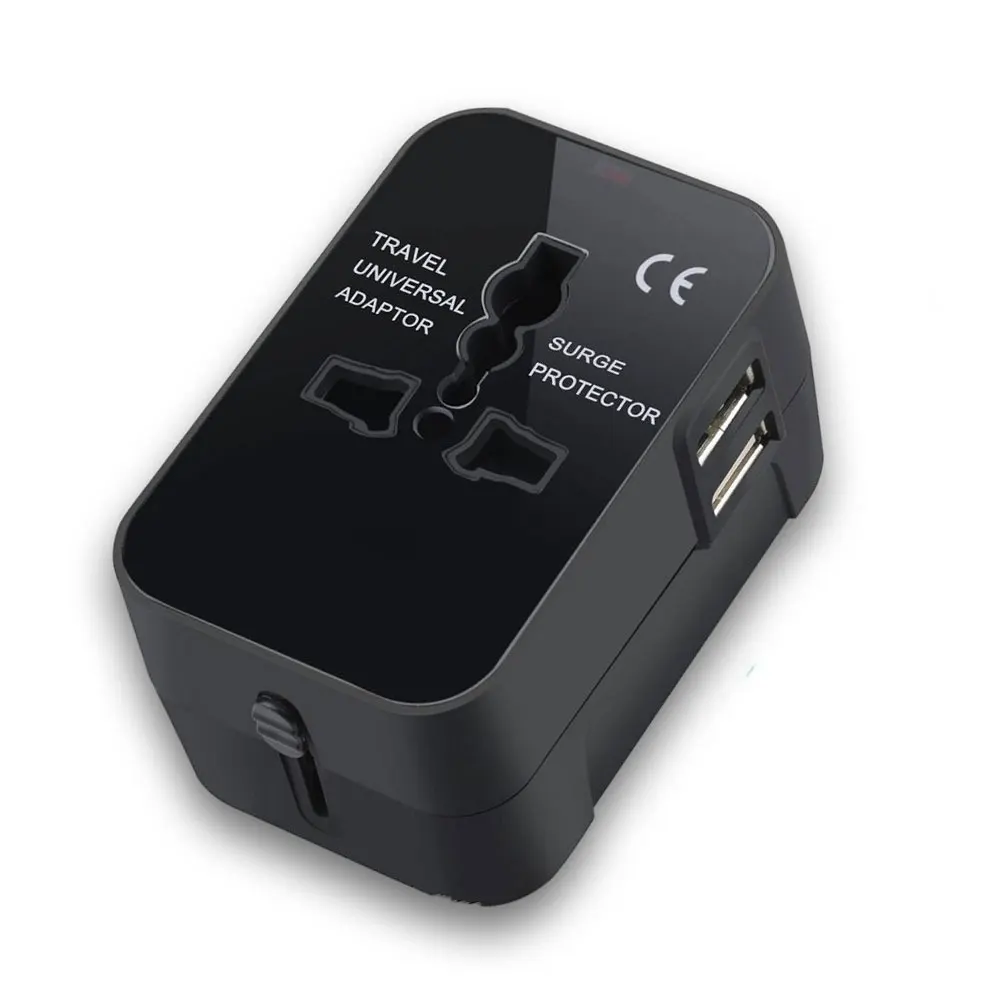 Universal Worldwide Travel Plug Adapter uk eu Adaptor Wall Socket USB Dual Charger Ports For for USA EU UK AUS Cell Phone Laptop