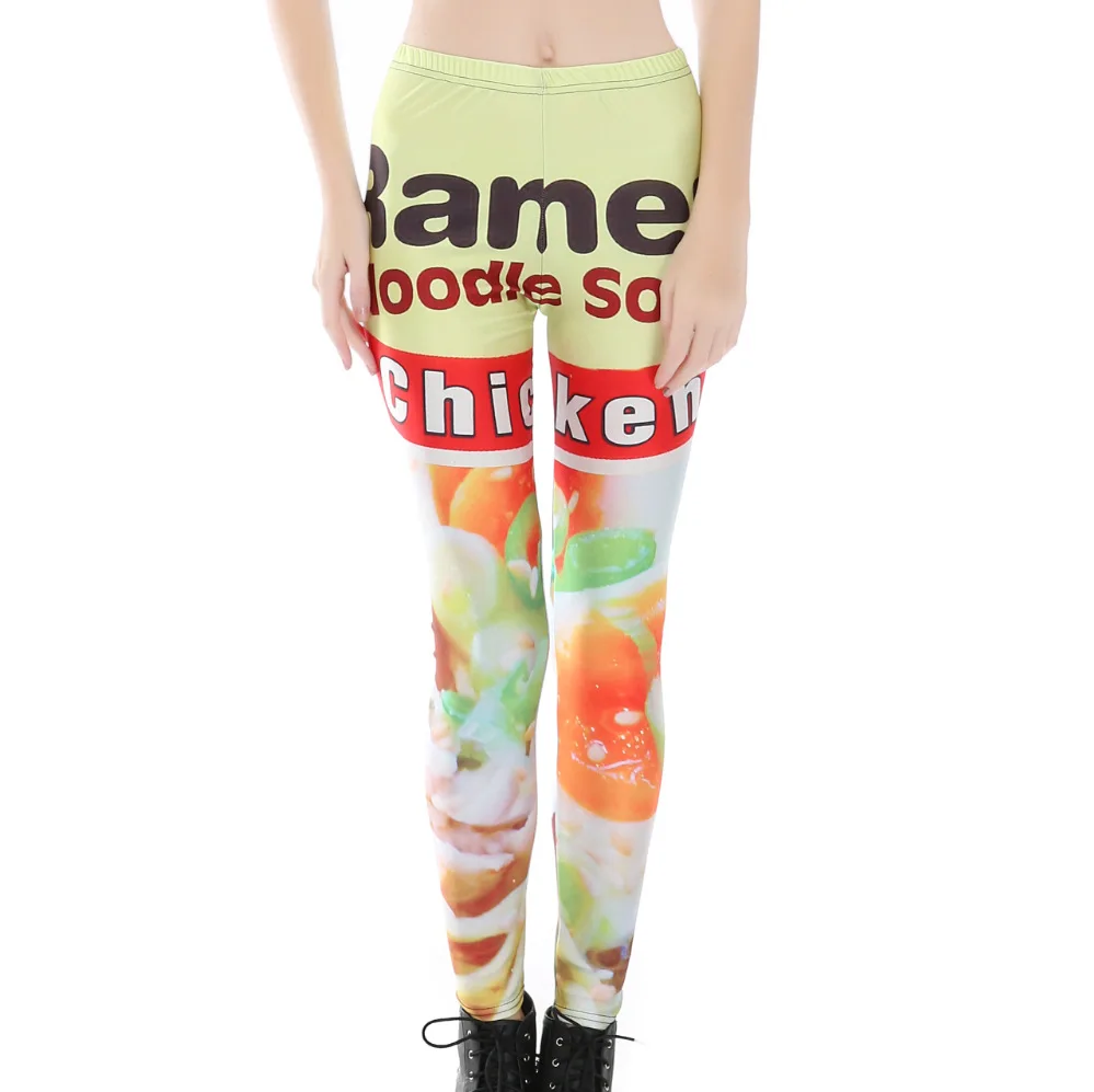 Женские леггинсы для фитнеса 2017 с принтом лапши и супа Вечерние брюки из