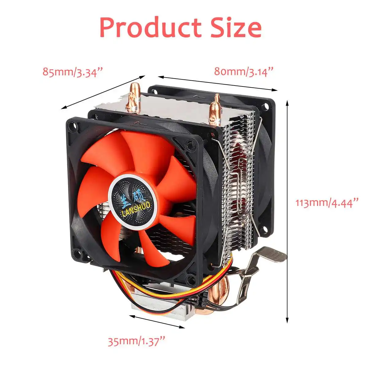 Мини 3pin 2 тепловые трубы Процессор охладитель компьютер PC Процессор охлаждающий вентилятор охлаждения двойной вентилятор для Intel LGA 775/1150/1151/1155/1156 AMD AM2 AMD3