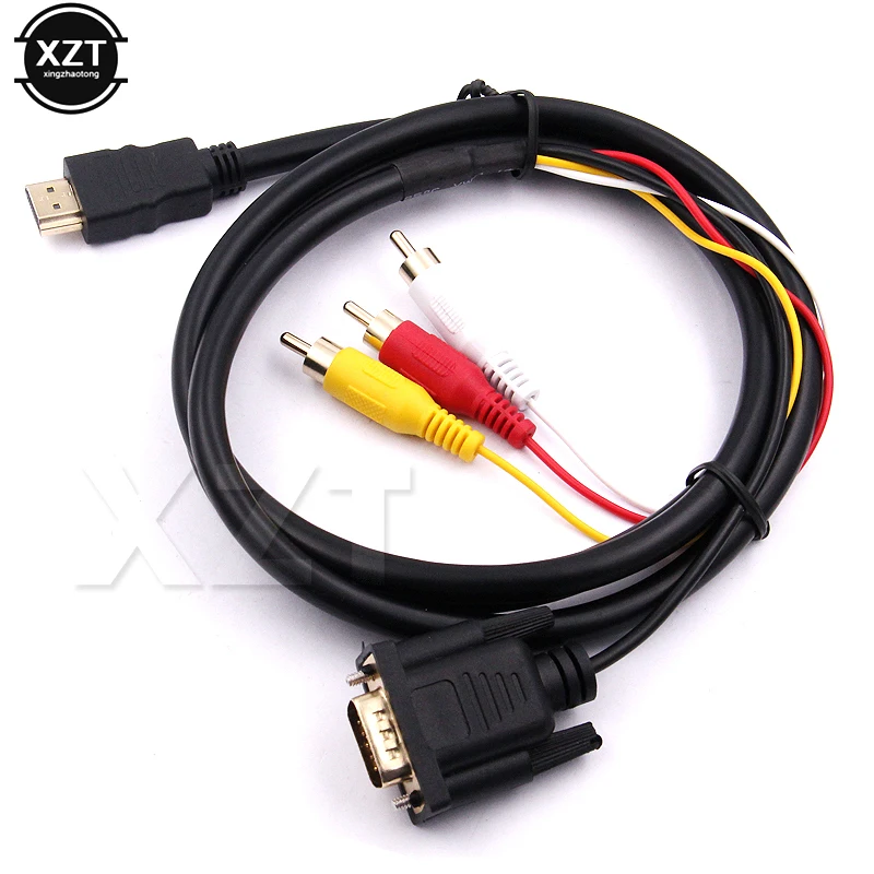  5 шт HD 1080 p для HDTV 5FT разъём HDMI папа VGA HD15 + 3RCA видео/аудио кабель AV золотистые