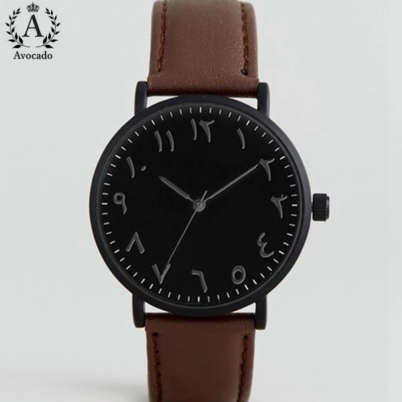 

Fashion Ladies' Watches Arabic Quartz Wristwatch Alloy Black Case Brown Leather Strap Chronograph Clock