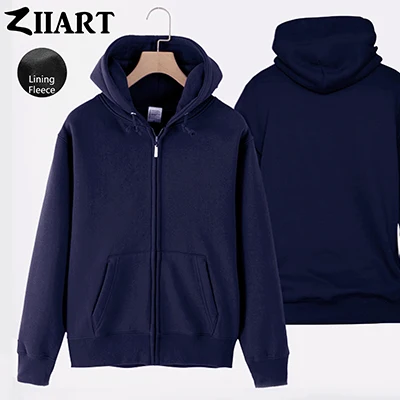 Navy Blue Флисовая толстовка с капюшоном на молнии для мальчиков, XXS-4XL, черный, серый, белый, темно-синий, королевский синий, желтый, красный цвет, однотонная одежда для пар ZIIART - Цвет: Navy Blue