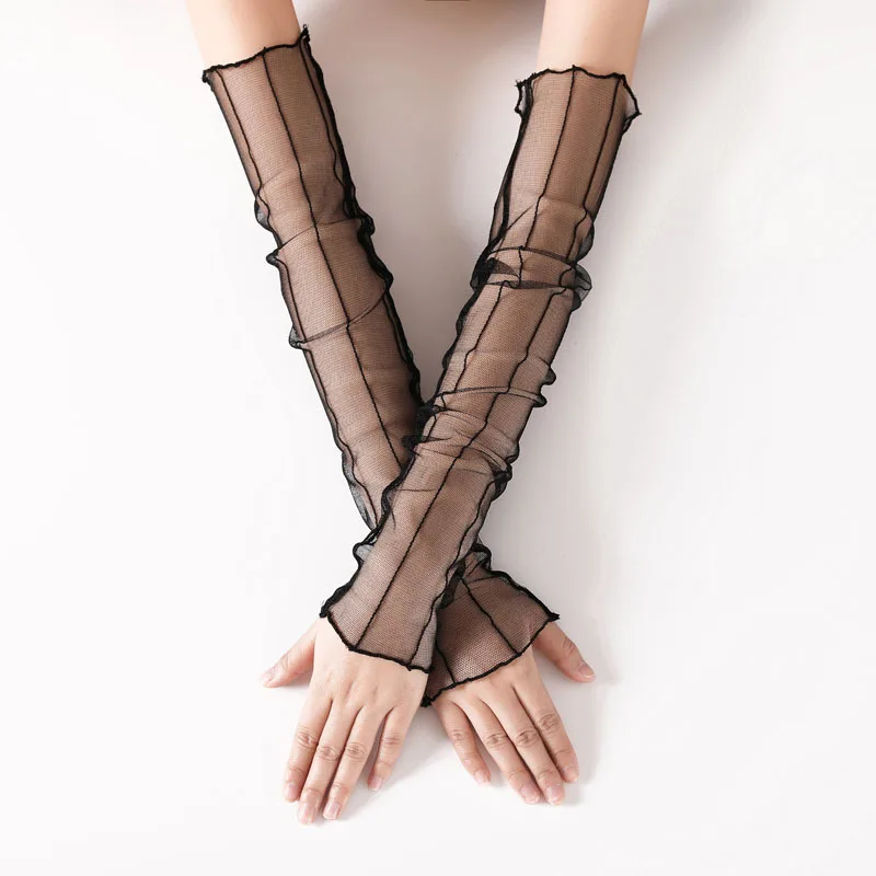 

Ultra-thin ladies sexy Arm sleeve sunscreen anti-UV long lace arm multi-purpose fingerless Arm Warmers sleeve arm high quality