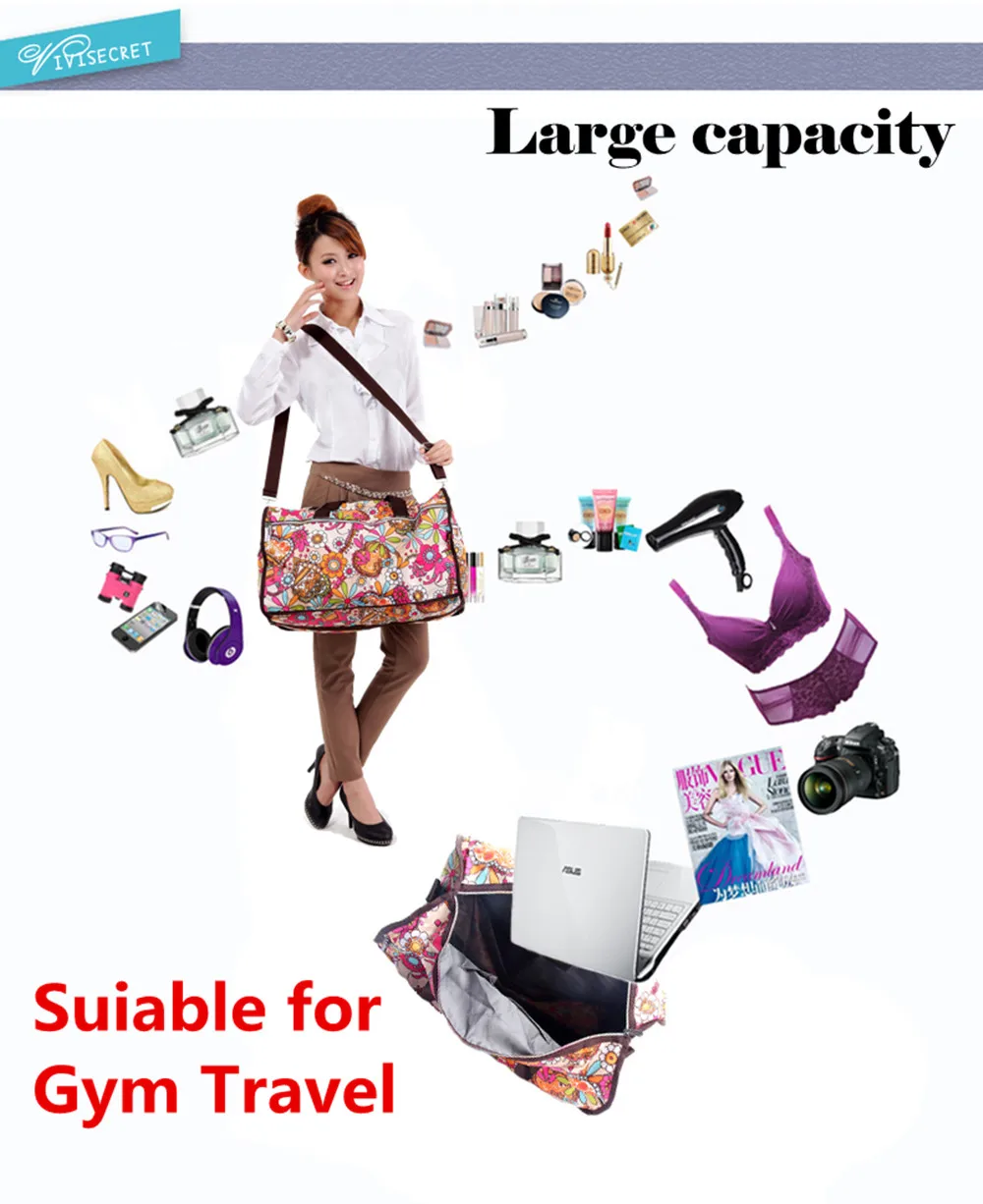 Известный бренд большой емкости водонепроницаемый складной Цветочный нейлон