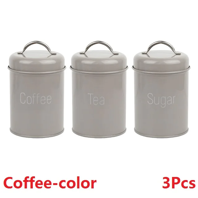 Gey3Pcs 1-3 шт./компл. Чай Кофе Suga резервуар для хранения крышка Железный Кухня посуда Многофункциональный Круглая Коробка Чехол бытовые качественные красивые - Цвет: Gey3Pcs