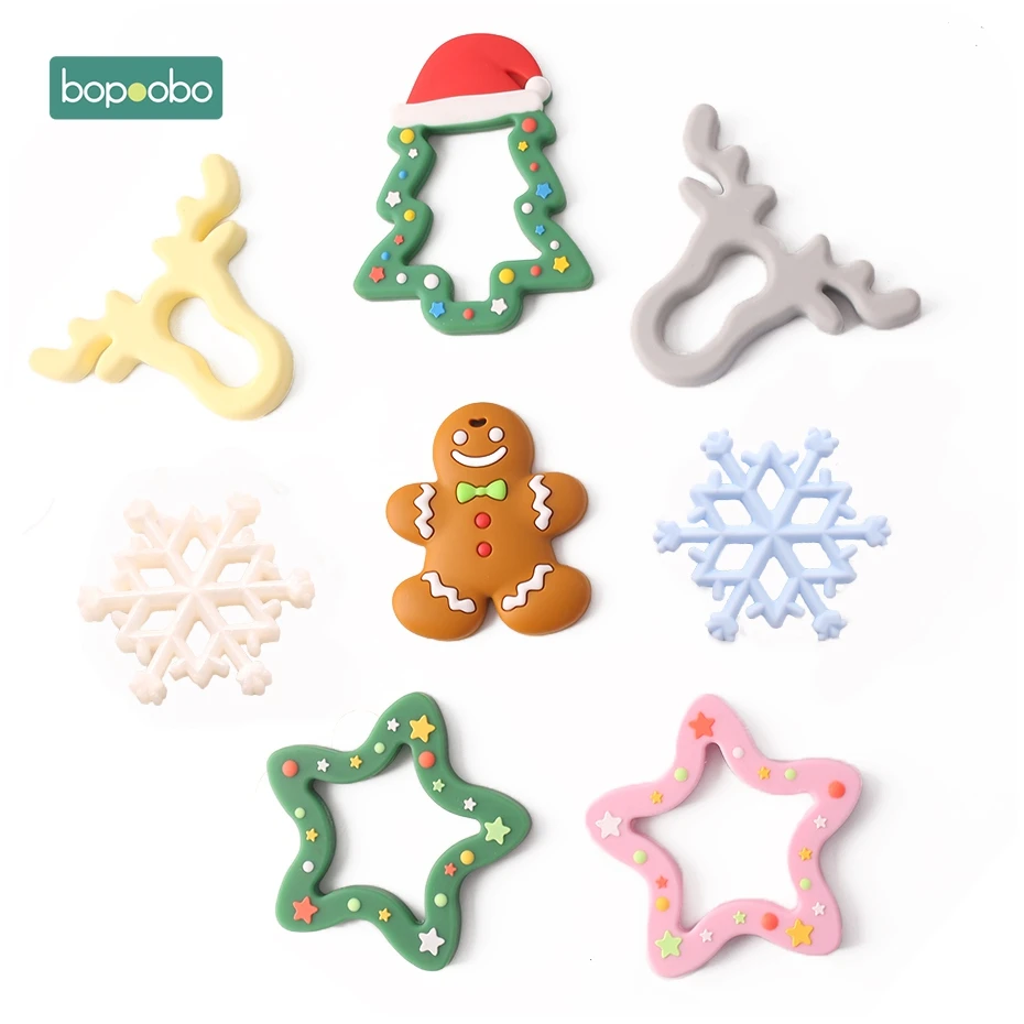 Bopoobo 1 шт. силиконовые снежинки прорезыватель Рождественская елка подвеска