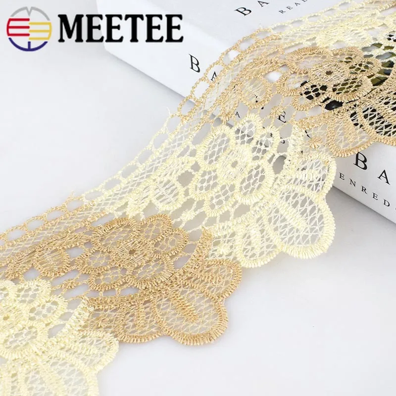 MEETEE 10 м/лот 9 7 см широкая Полиэстеровая кружевная отделка Бежевая Одежда ткань
