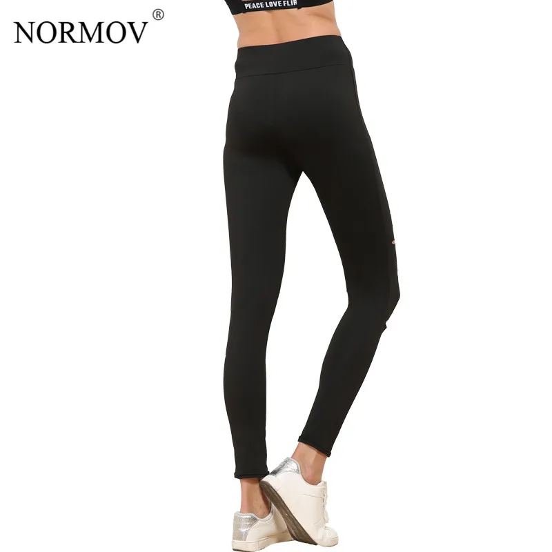NORMOV, S-XL, женские, пуш-ап, рваные леггинсы, для тренировки, черные, для тренировки, с отверстиями, дышащие, тонкие, леггинсы для женщин
